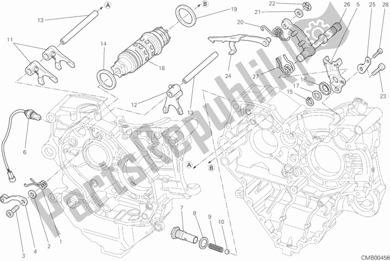 Alle onderdelen voor de Schakeling van de Ducati Diavel Carbon FL USA 1200 2017